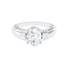 Oval Cubic Zirconia Solitaire Engagement Ring Zircon - ( AAAA ) - Quality - Rosec Jewels