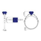 Princess Cut Lab Grown Blue Sapphire Solitaire Engagement Ring Lab Created Blue Sapphire - ( AAAA ) - Quality - Rosec Jewels