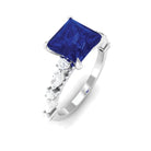 Princess Cut Lab Grown Blue Sapphire Solitaire Engagement Ring Lab Created Blue Sapphire - ( AAAA ) - Quality - Rosec Jewels