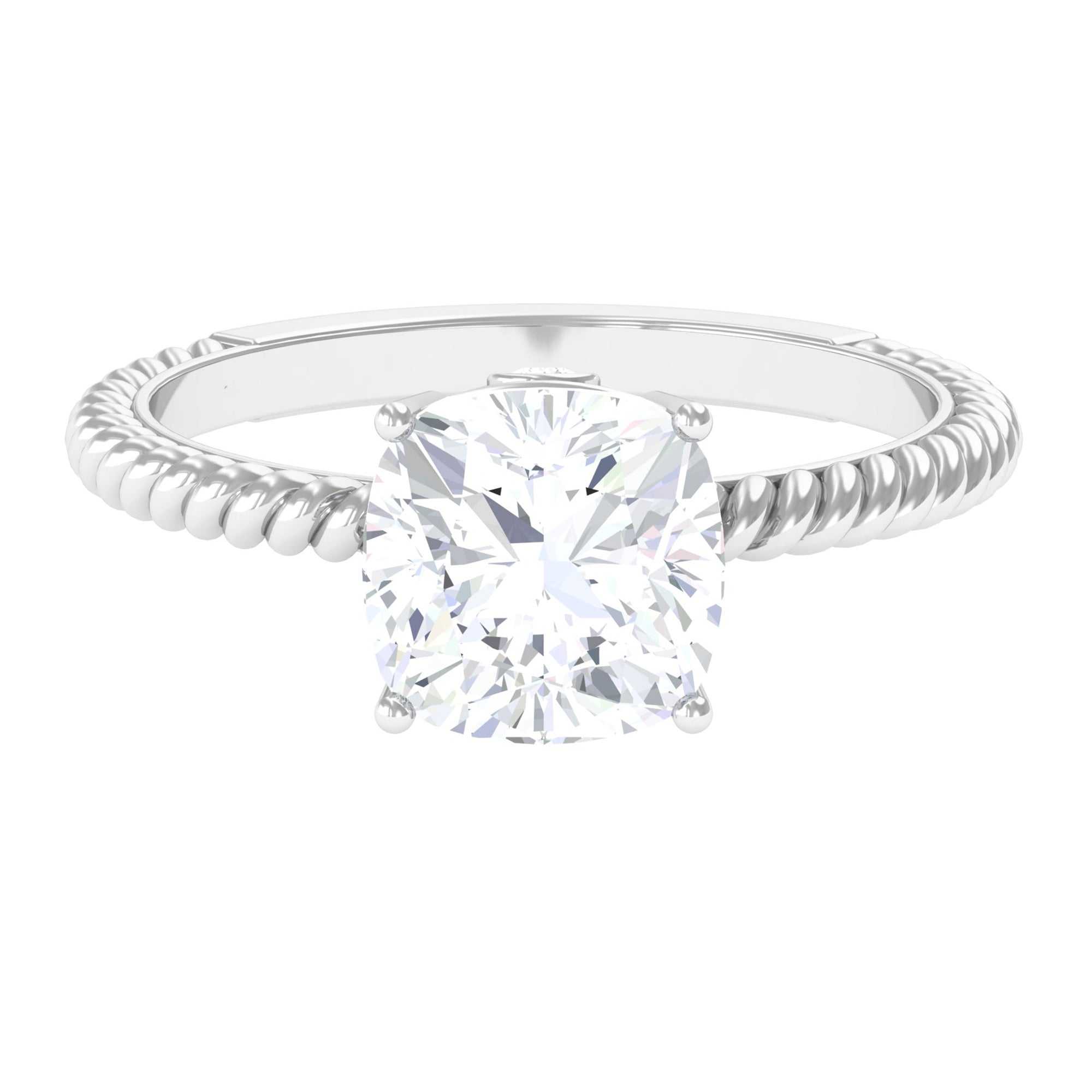 Cushion Cut Cubic Zirconia Solitaire Engagement Ring Zircon - ( AAAA ) - Quality - Rosec Jewels