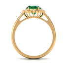 Lab Grown Emerald Vintage Style Engagement Ring with Diamond Lab Created Emerald - ( AAAA ) - Quality - Rosec Jewels