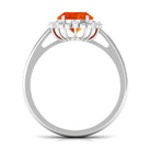 Lab Grown Orange Sapphire Vintage Style Engagement Ring with Diamond Lab Created Orange Sapphire - ( AAAA ) - Quality - Rosec Jewels