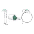 Lab Grown Green Sapphire Teardrop Engagement Ring Set Lab Created Green Sapphire - ( AAAA ) - Quality - Rosec Jewels