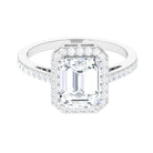 Emerald Cut Cubic Zirconia Statement Engagement Ring Zircon - ( AAAA ) - Quality - Rosec Jewels