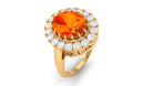 Lab Grown Orange Sapphire Vintage Engagement Ring with Moissanite Halo Lab Created Orange Sapphire - ( AAAA ) - Quality - Rosec Jewels