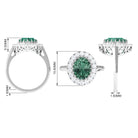 Oval Lab Grown Green Sapphire Engagement Ring with Moissanite Halo Lab Created Green Sapphire - ( AAAA ) - Quality - Rosec Jewels