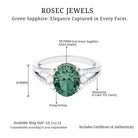 Lab Grown Green Sapphire Oval Engagement Ring with Moissanite Lab Created Green Sapphire - ( AAAA ) - Quality - Rosec Jewels