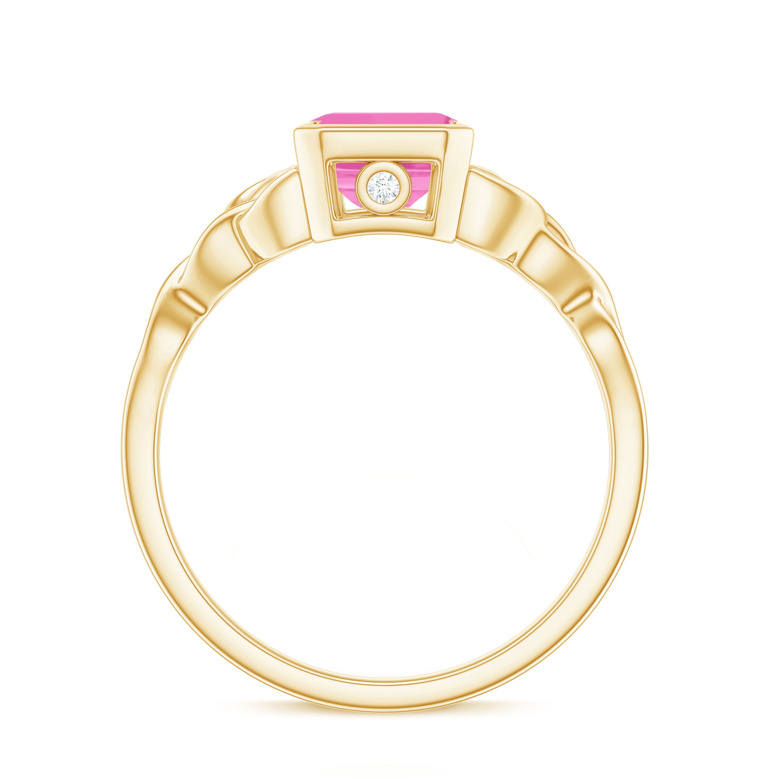 Emerald Cut Created Pink Sapphire Celtic Engagement Ring Lab Created Pink Sapphire - ( AAAA ) - Quality - Rosec Jewels