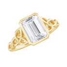 Emerald Cut Zircon Celtic Solitaire Engagement Ring Zircon - ( AAAA ) - Quality - Rosec Jewels