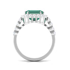 Created Green Sapphire Halo Engagement Ring with Moissanite Lab Created Green Sapphire - ( AAAA ) - Quality - Rosec Jewels