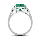 Oval Created Green Sapphire Statement Ring with Diamond Lab Created Green Sapphire - ( AAAA ) - Quality - Rosec Jewels