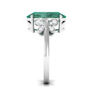 Oval Created Green Sapphire Statement Ring with Diamond Lab Created Green Sapphire - ( AAAA ) - Quality - Rosec Jewels