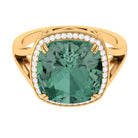 Cushion Cut Lab Grown Green Sapphire Engagement Ring with Moissanite Lab Created Green Sapphire - ( AAAA ) - Quality - Rosec Jewels