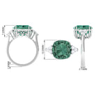 Created Green Sapphire Solitaire Engagement Ring with Moissanite Trio Lab Created Green Sapphire - ( AAAA ) - Quality - Rosec Jewels