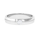 Half Bezel Set Round Moissanite Wedding Band Ring Moissanite - ( D-VS1 ) - Color and Clarity - Rosec Jewels