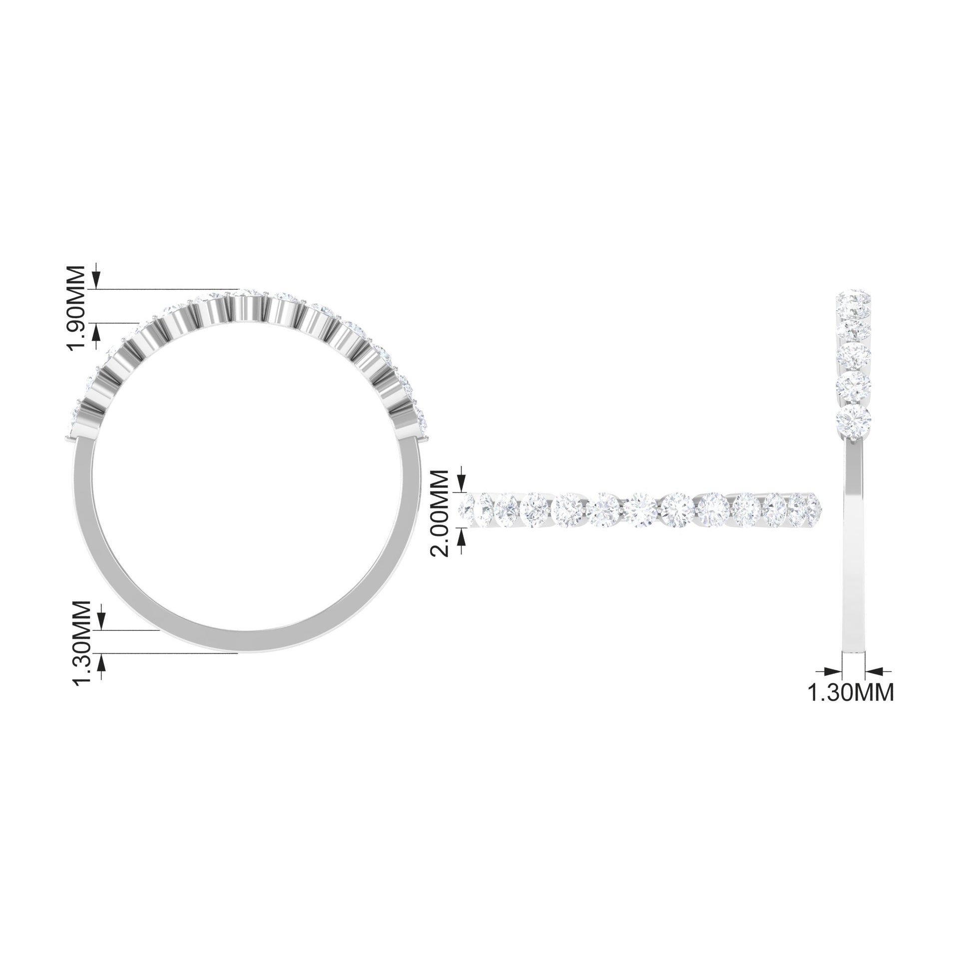 Natural Diamond Half Eternity Stackable Ring Diamond - ( HI-SI ) - Color and Clarity - Rosec Jewels