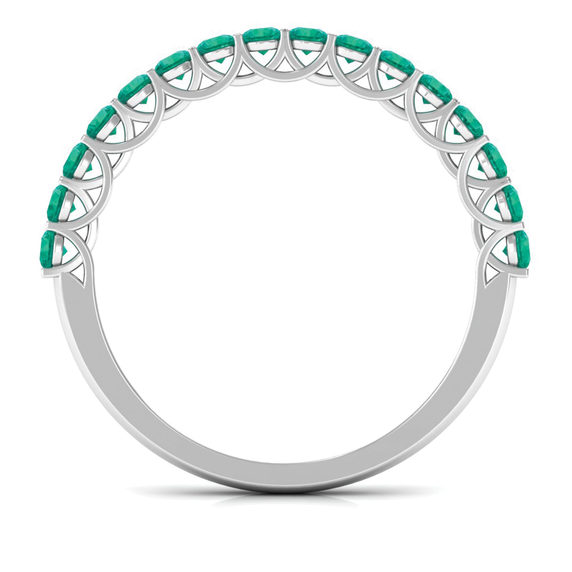 1.5 CT Lab Created Emerald Minimal Half Eternity Ring in Trellis Setting Lab Created Emerald - ( AAAA ) - Quality - Rosec Jewels