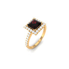 Princess Cut Garnet and Diamond Halo Engagement Ring Garnet - ( AAA ) - Quality - Rosec Jewels