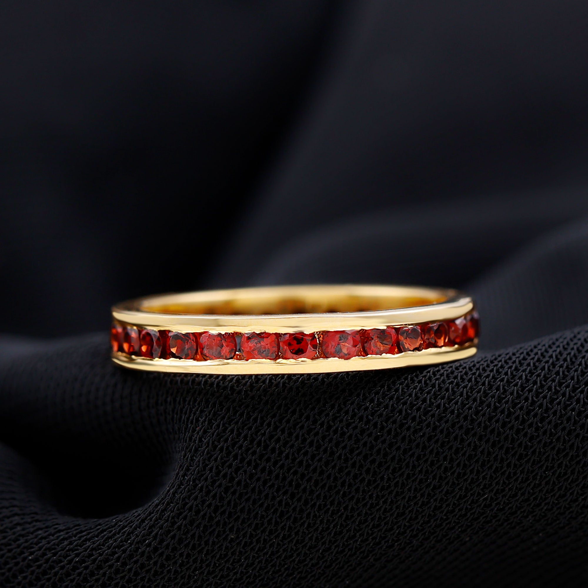 1.50 Ct Channel Set Round Garnet Eternity Band Ring in Gold Garnet - ( AAA ) - Quality - Rosec Jewels