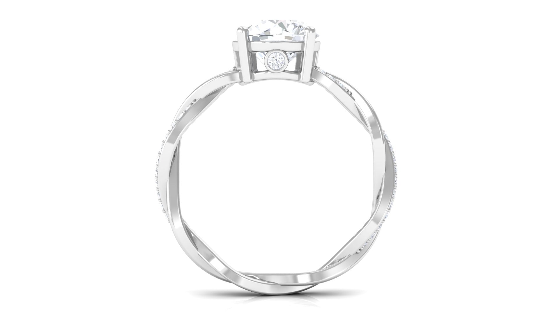 Rosec Jewels-2.25 CT Round Cut Solitaire Moissanite Braided Ring in Prong Setting and Hidden Style