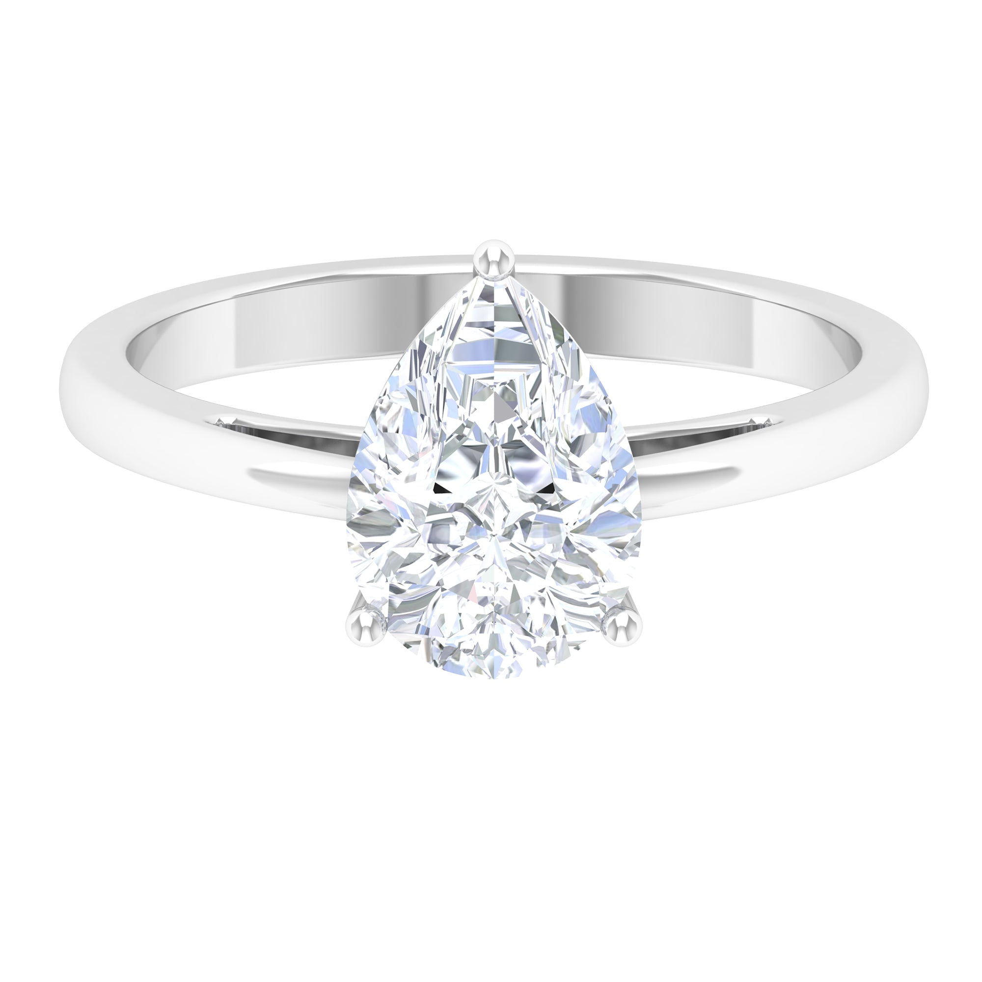 Rosec Jewels-10X7 MM Pear Cut Moissanite Solitaire Ring for Women in 3 Prong Setting