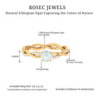 Ethiopian Opal Solitaire Ring with Diamond Braided Shank Ethiopian Opal - ( AAA ) - Quality - Rosec Jewels