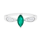 Marquise Cut Emerald Solitaire Ring with Diamond Accent Emerald - ( AAA ) - Quality - Rosec Jewels