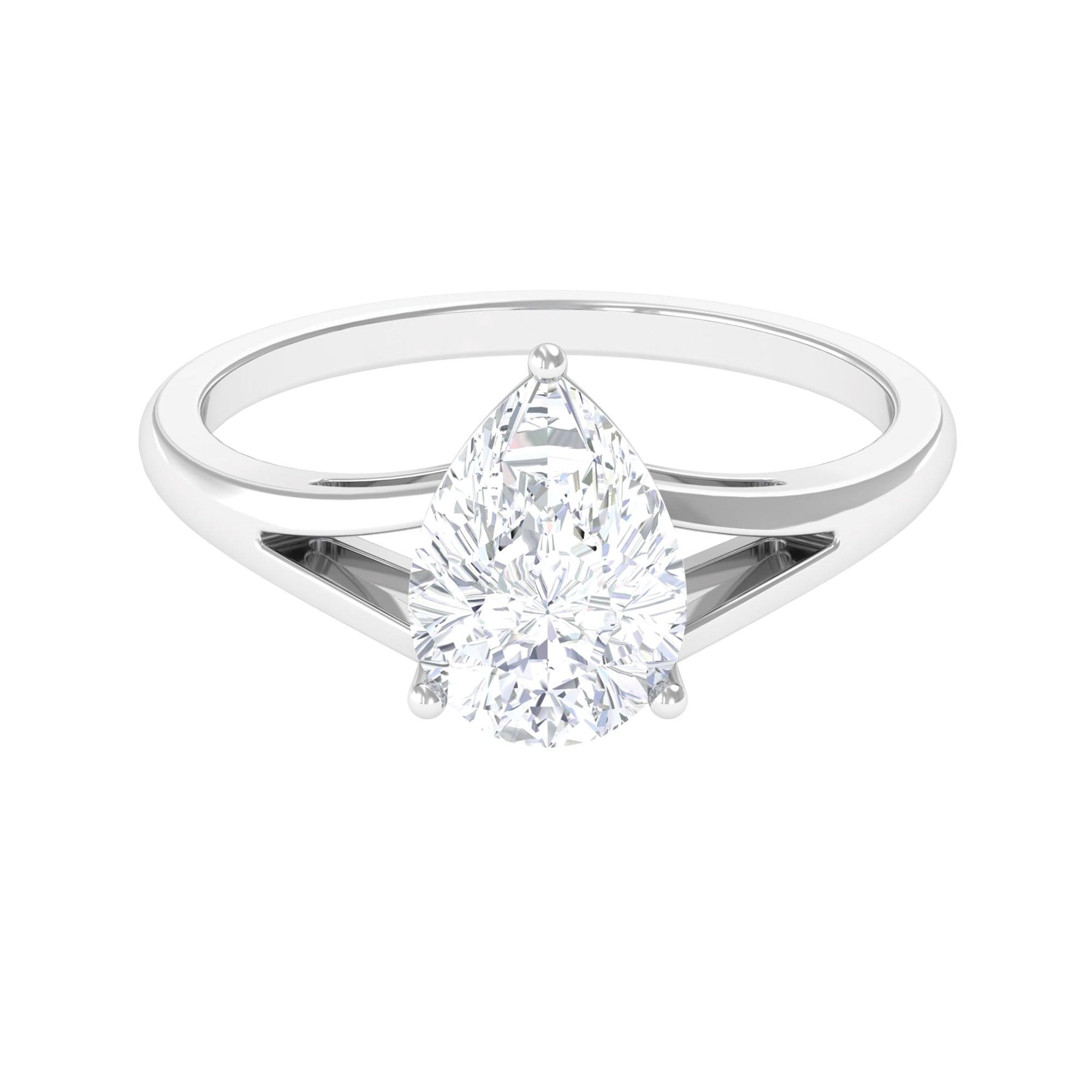 2 CT Prong Set Solitaire and Hidden Moissanite Split Shank Ring Moissanite - ( D-VS1 ) - Color and Clarity - Rosec Jewels