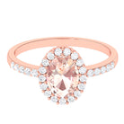 Oval Morganite Simple Engagement Ring with Diamond Morganite - ( AAA ) - Quality - Rosec Jewels