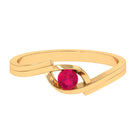 3.50 MM Round Cut Ruby Solitaire Ring in Bypass Setting Ruby - ( AAA ) - Quality - Rosec Jewels