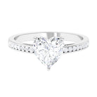 2.5 CT Heart Moissanite Solitaire Ring with Channel Set Side Stones Moissanite - ( D-VS1 ) - Color and Clarity - Rosec Jewels