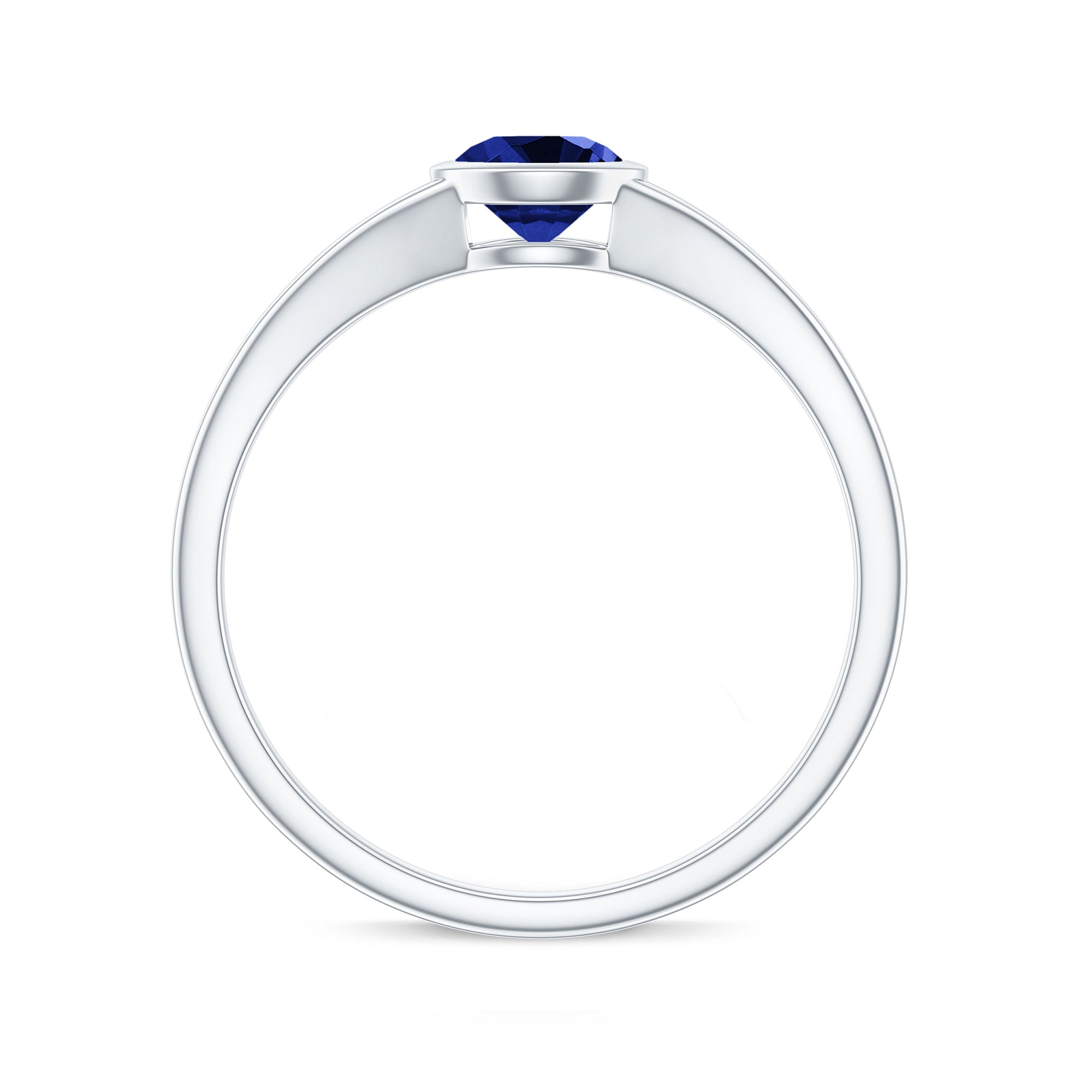 5 MM Created Blue Sapphire Solitaire Ring with Split Shank Lab Created Blue Sapphire - ( AAAA ) - Quality - Rosec Jewels