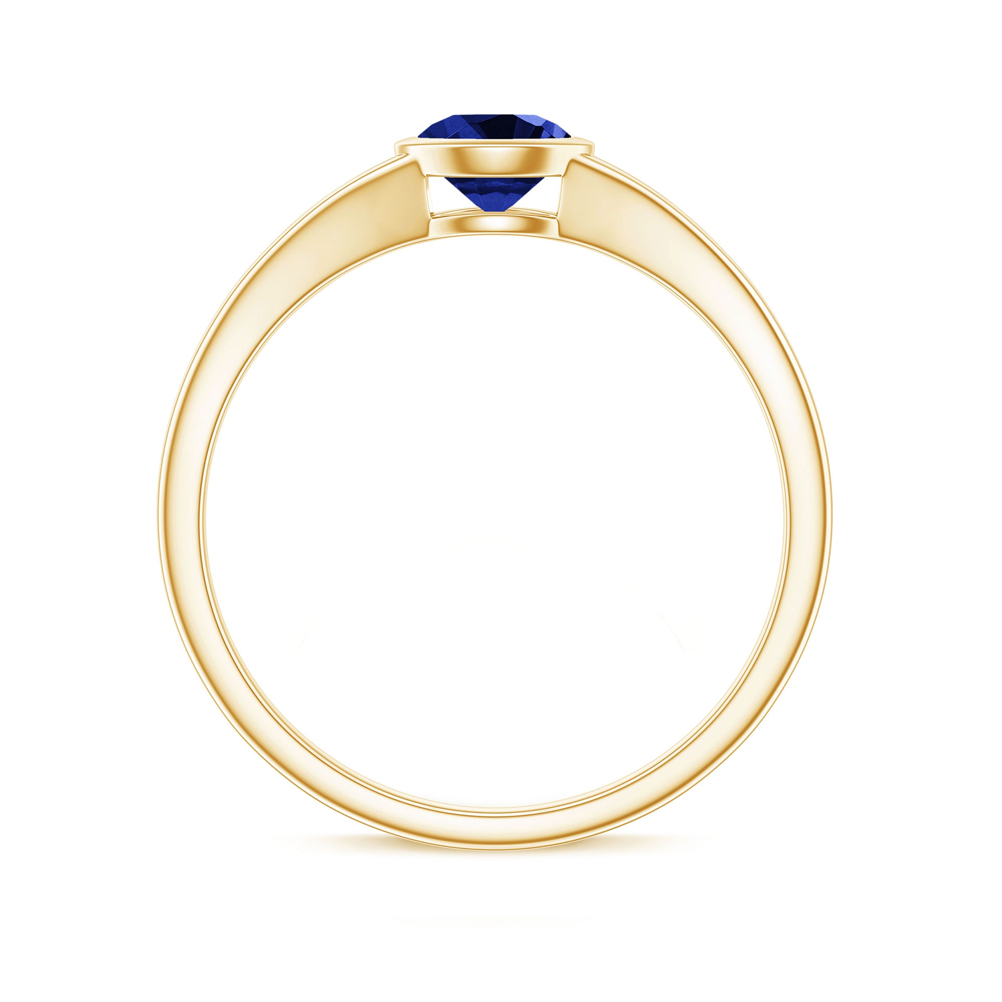 5 MM Created Blue Sapphire Solitaire Ring with Split Shank Lab Created Blue Sapphire - ( AAAA ) - Quality - Rosec Jewels