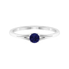 Round Solitaire Blue Sapphire Ring in Split Shank Blue Sapphire - ( AAA ) - Quality - Rosec Jewels