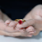 Round Lab Grown Ruby Solitaire Engagement Ring Lab Created Ruby - ( AAAA ) - Quality - Rosec Jewels