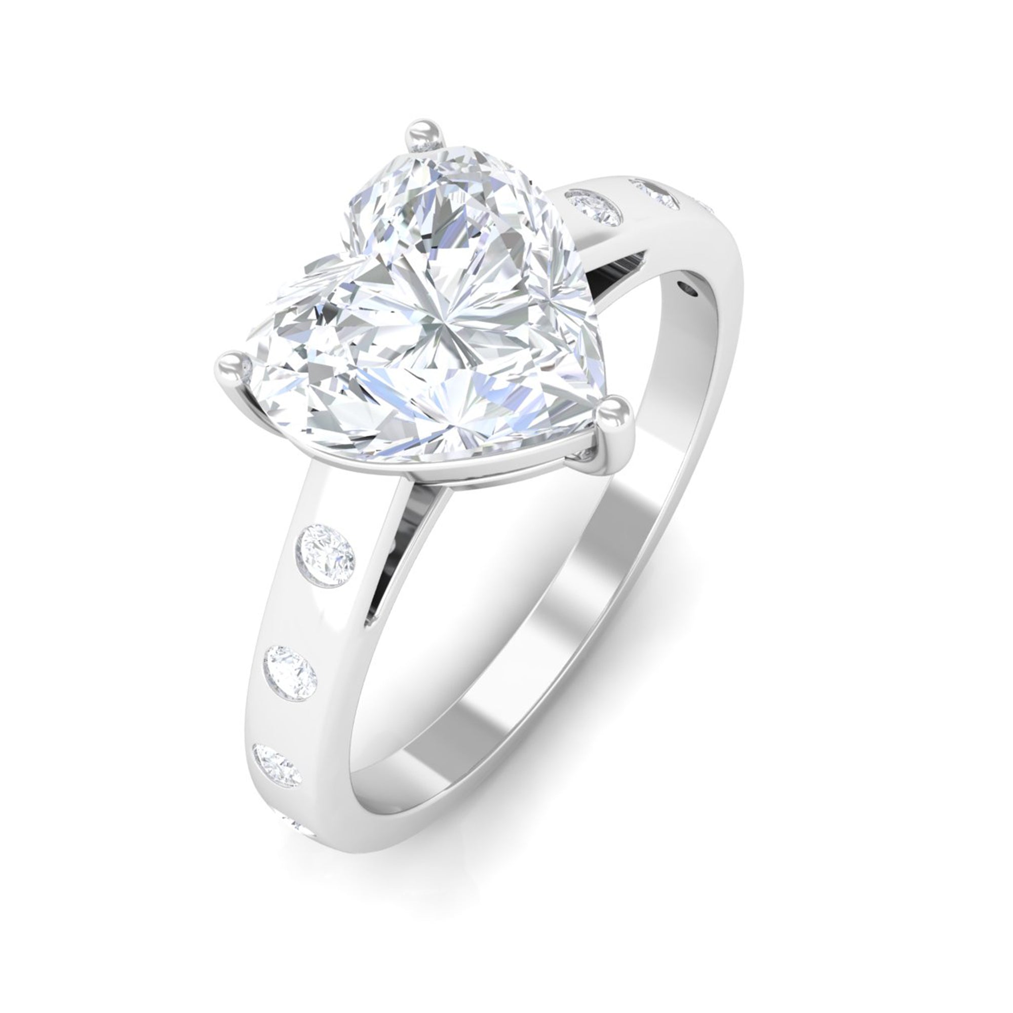 2.25 CT Heart Shape Moissanite Engagement Ring in Gold Moissanite - ( D-VS1 ) - Color and Clarity - Rosec Jewels