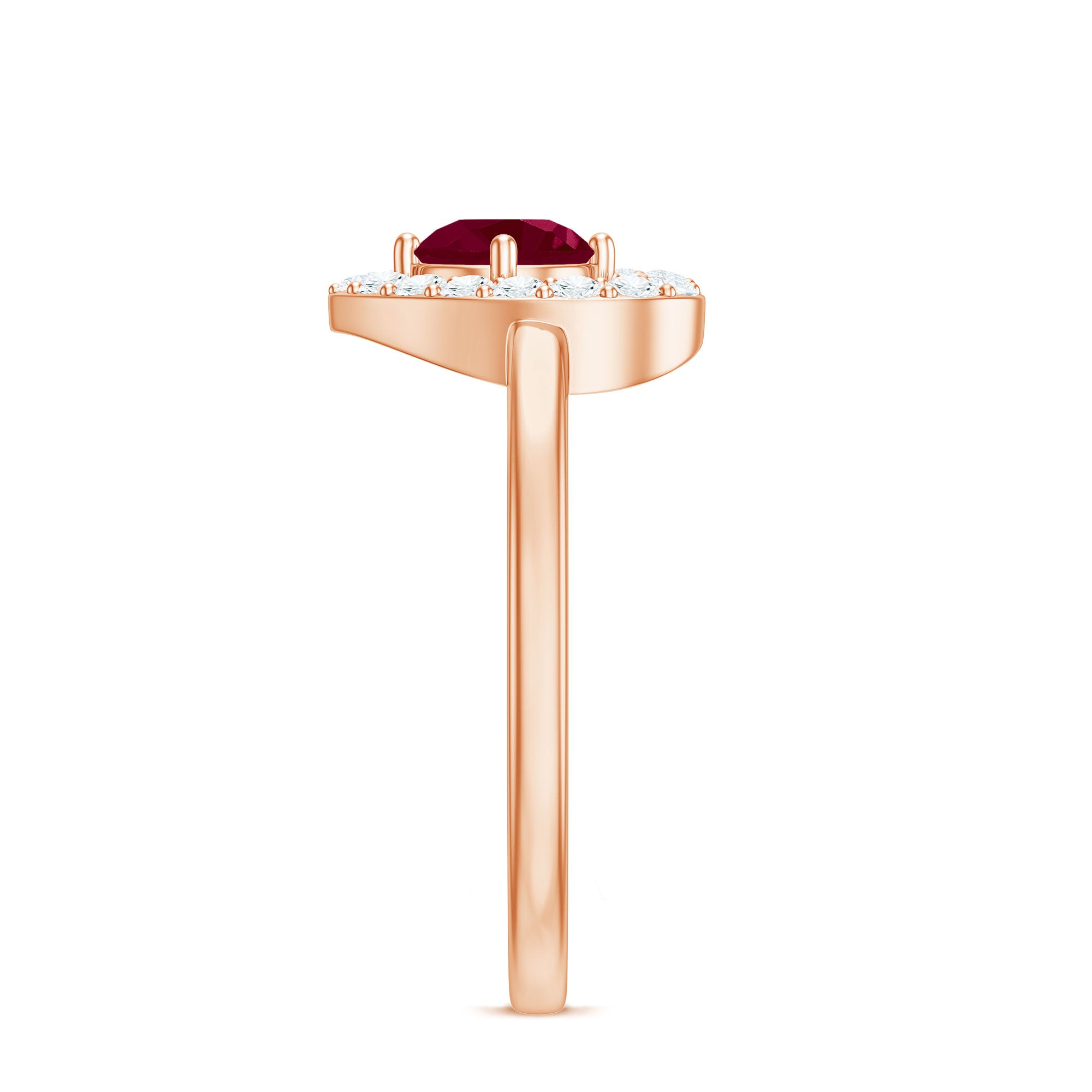 Ruby and Diamond Heart Halo Ring Ruby - ( AAA ) - Quality - Rosec Jewels