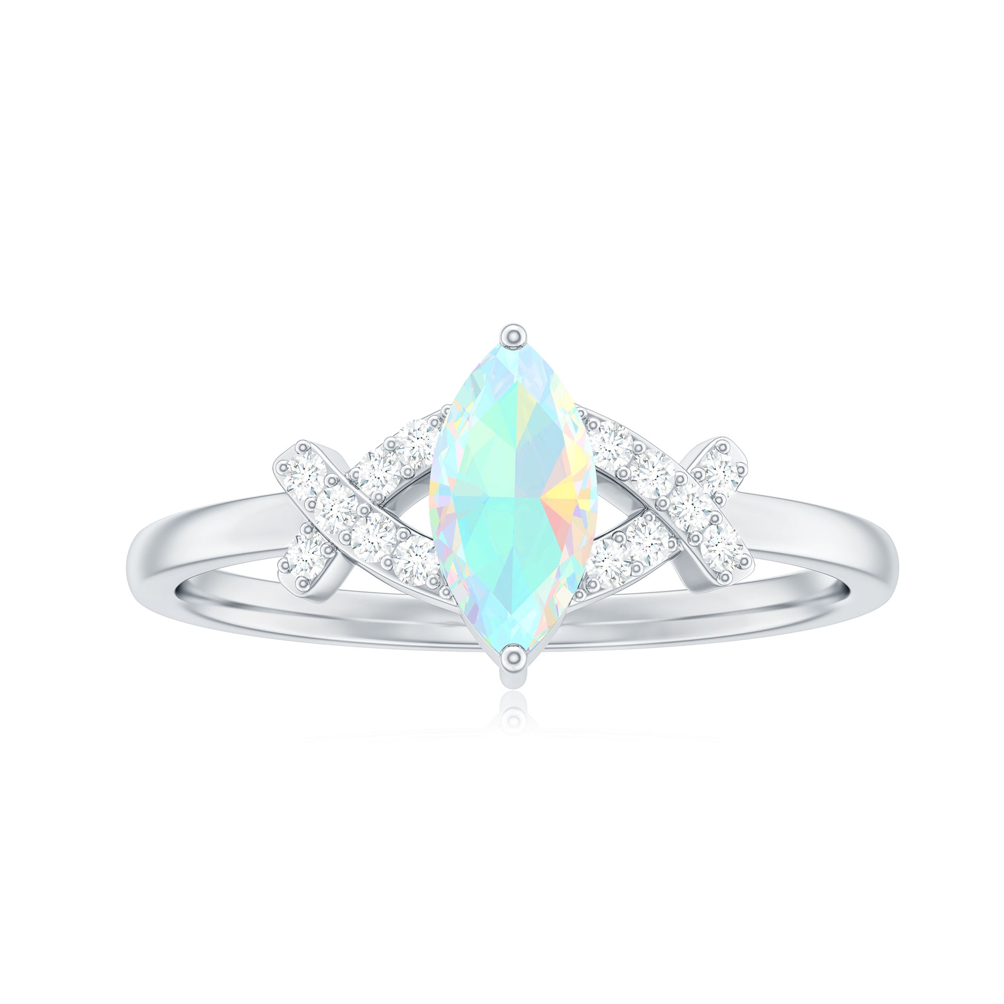 3/4 CT Marquise Cut Ethiopian Opal and Diamond Minimal Ring Ethiopian Opal - ( AAA ) - Quality - Rosec Jewels