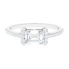 2 CT Octagon Cut Solitaire Zircon East West Engagement Ring Zircon - ( AAAA ) - Quality - Rosec Jewels