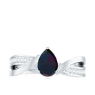 Pear Cut Solitaire Black Opal and Diamond Infinity Engagement Ring Black Opal - ( AAA ) - Quality - Rosec Jewels