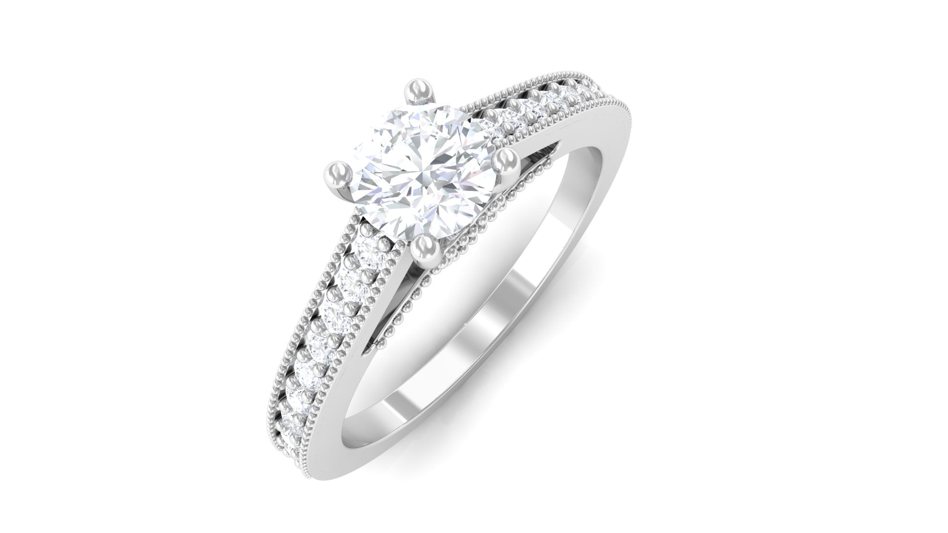 Minimal Diamond Hidden Heart Engagement Ring Diamond - ( HI-SI ) - Color and Clarity - Rosec Jewels