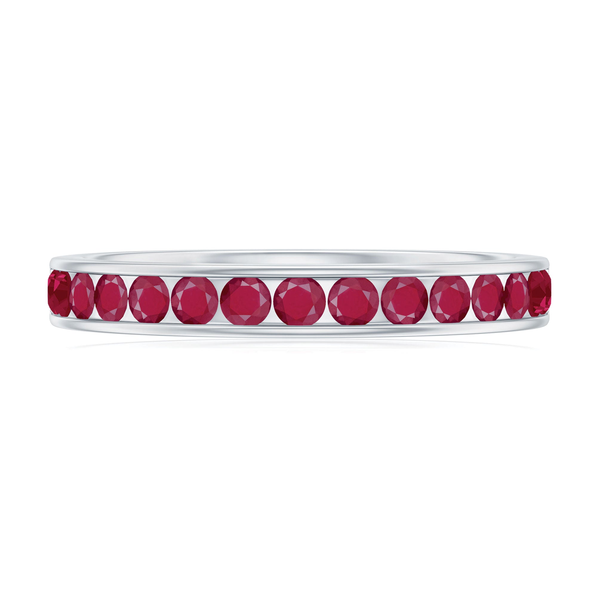 Channel Set Ruby Half Eternity Ring for Women Ruby - ( AAA ) - Quality - Rosec Jewels