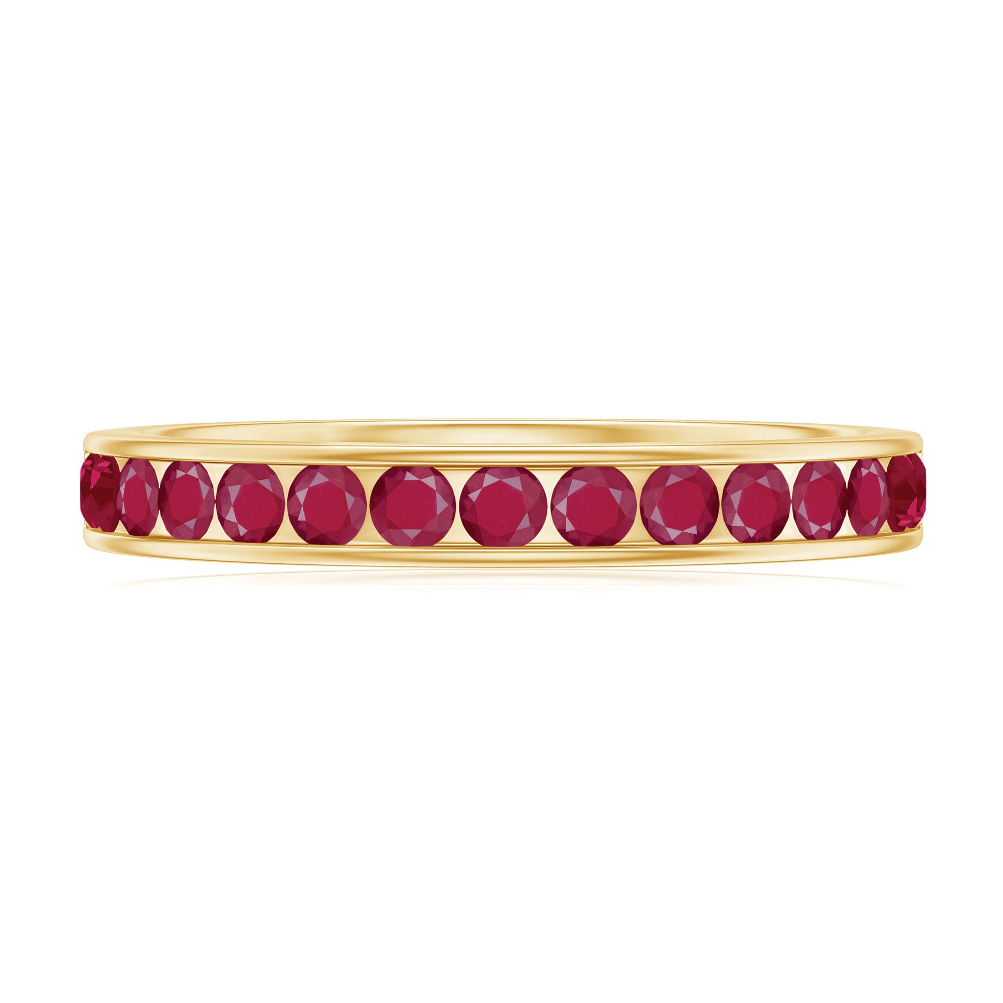 Channel Set Ruby Half Eternity Ring for Women Ruby - ( AAA ) - Quality - Rosec Jewels