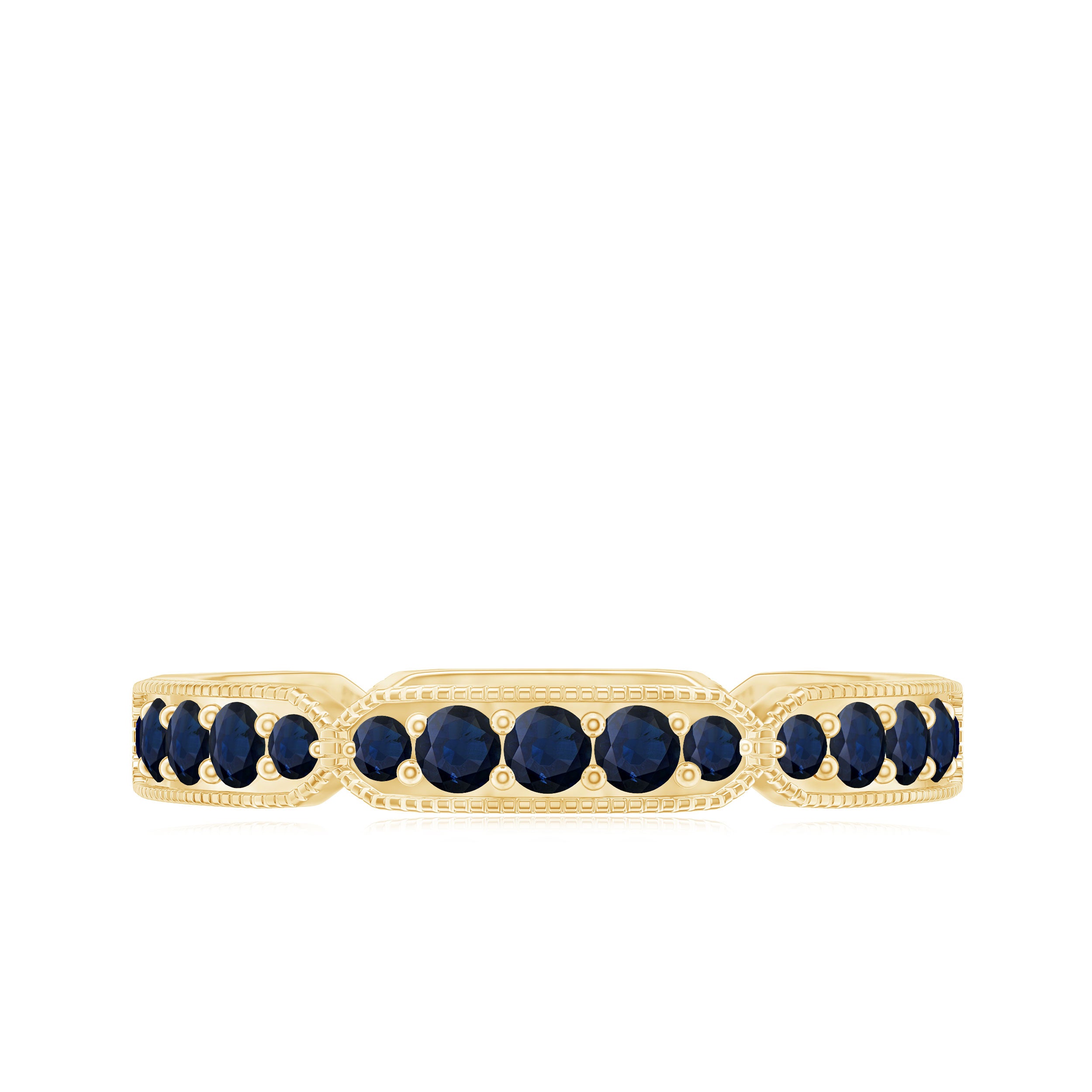 Blue Sapphire Eternity Ring with Milgrain Detailing Blue Sapphire - ( AAA ) - Quality - Rosec Jewels