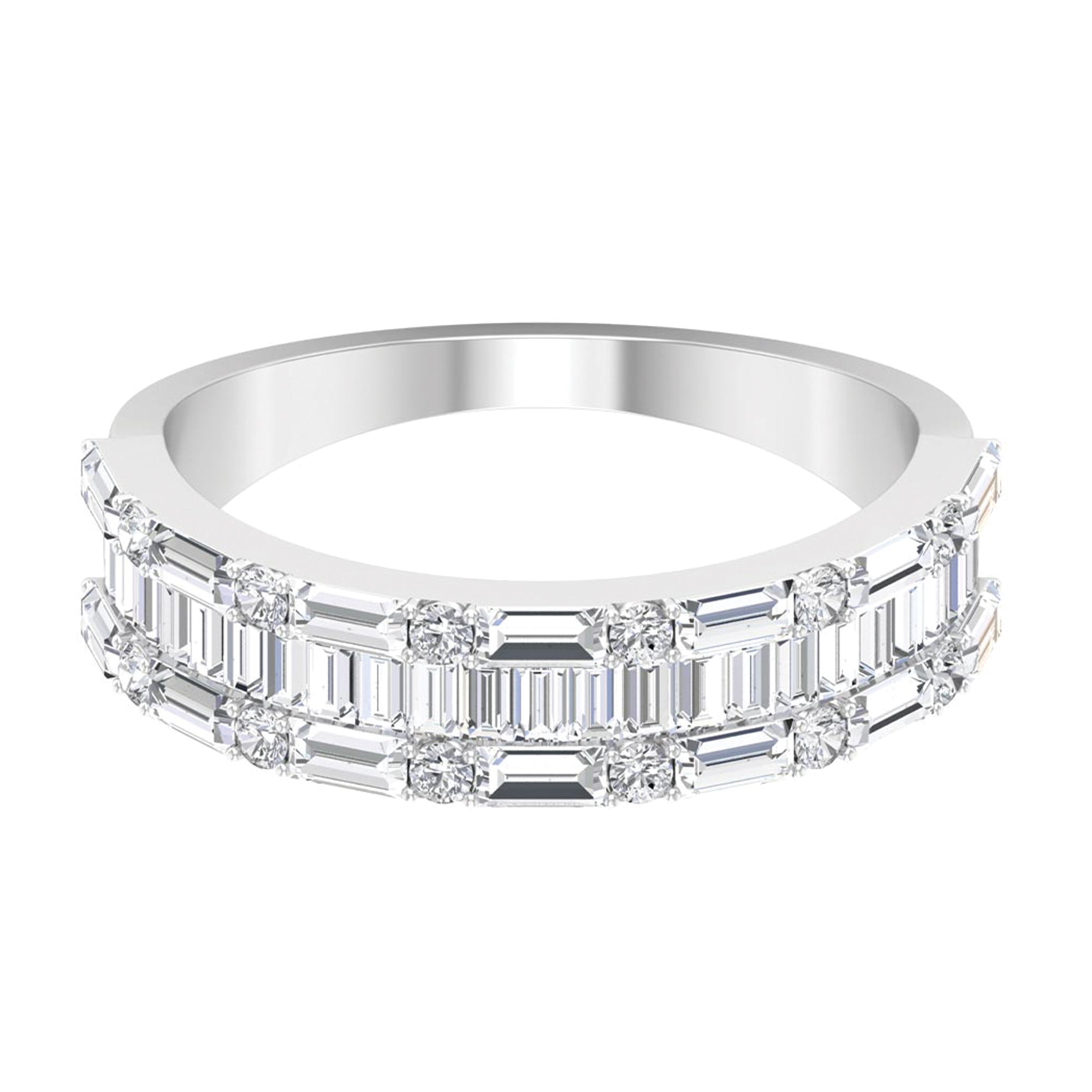 1.75 CT Baguette and Round Zircon Wedding Band in Gold Zircon - ( AAAA ) - Quality - Rosec Jewels