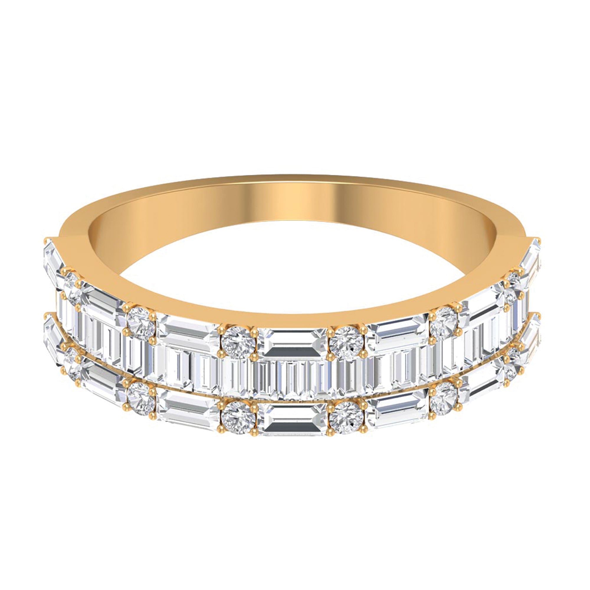 1.75 CT Baguette and Round Zircon Wedding Band in Gold Zircon - ( AAAA ) - Quality - Rosec Jewels