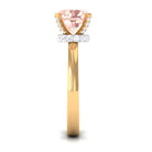 Morganite Solitaire Engagement Ring with Diamond Morganite - ( AAA ) - Quality - Rosec Jewels