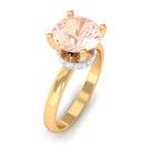 Morganite Solitaire Engagement Ring with Diamond Morganite - ( AAA ) - Quality - Rosec Jewels