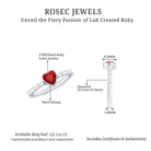 1 CT Heart Shape Created Ruby Solitaire Engagement Ring with Diamond Lab Created Ruby - ( AAAA ) - Quality - Rosec Jewels