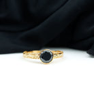 Bezel Set Lab Grown Black Diamond Solitaire Ring with Engraved Detailing Lab Created Black Diamond - ( AAAA ) - Quality - Rosec Jewels